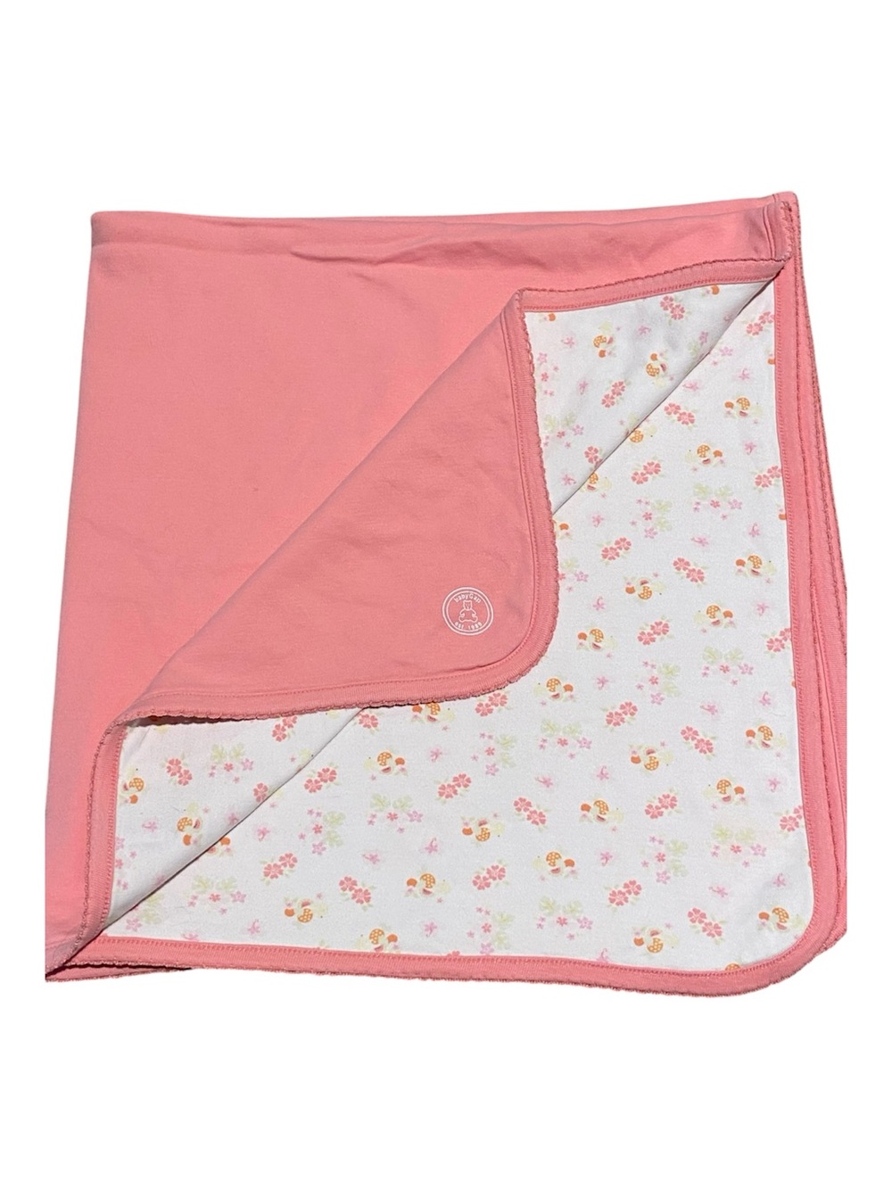 Baby Gap Pink Floral Reversible Blanket Jersey Knit Cotton Girl Swaddle Vintage